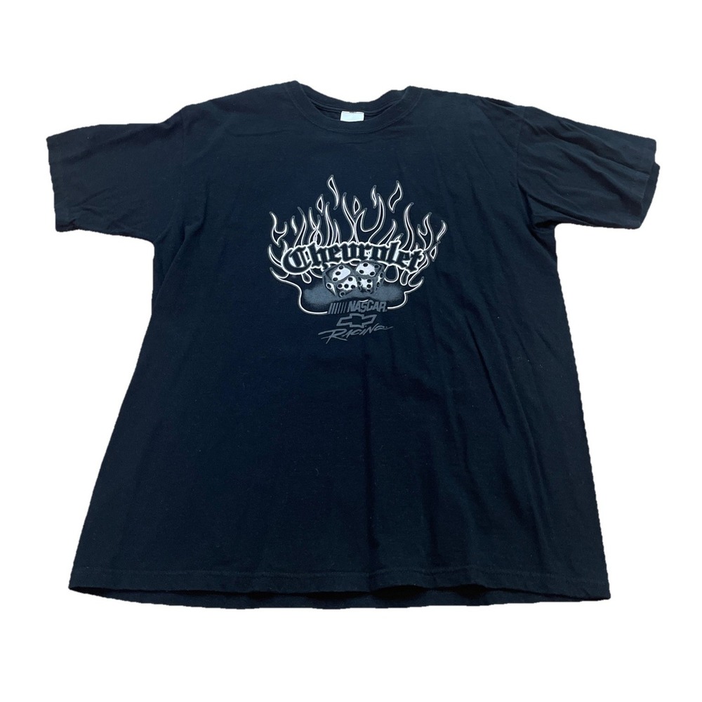 Chevrolet Racing Flames Dice T Shirt Black Men's Large NASCAR‎ Racing